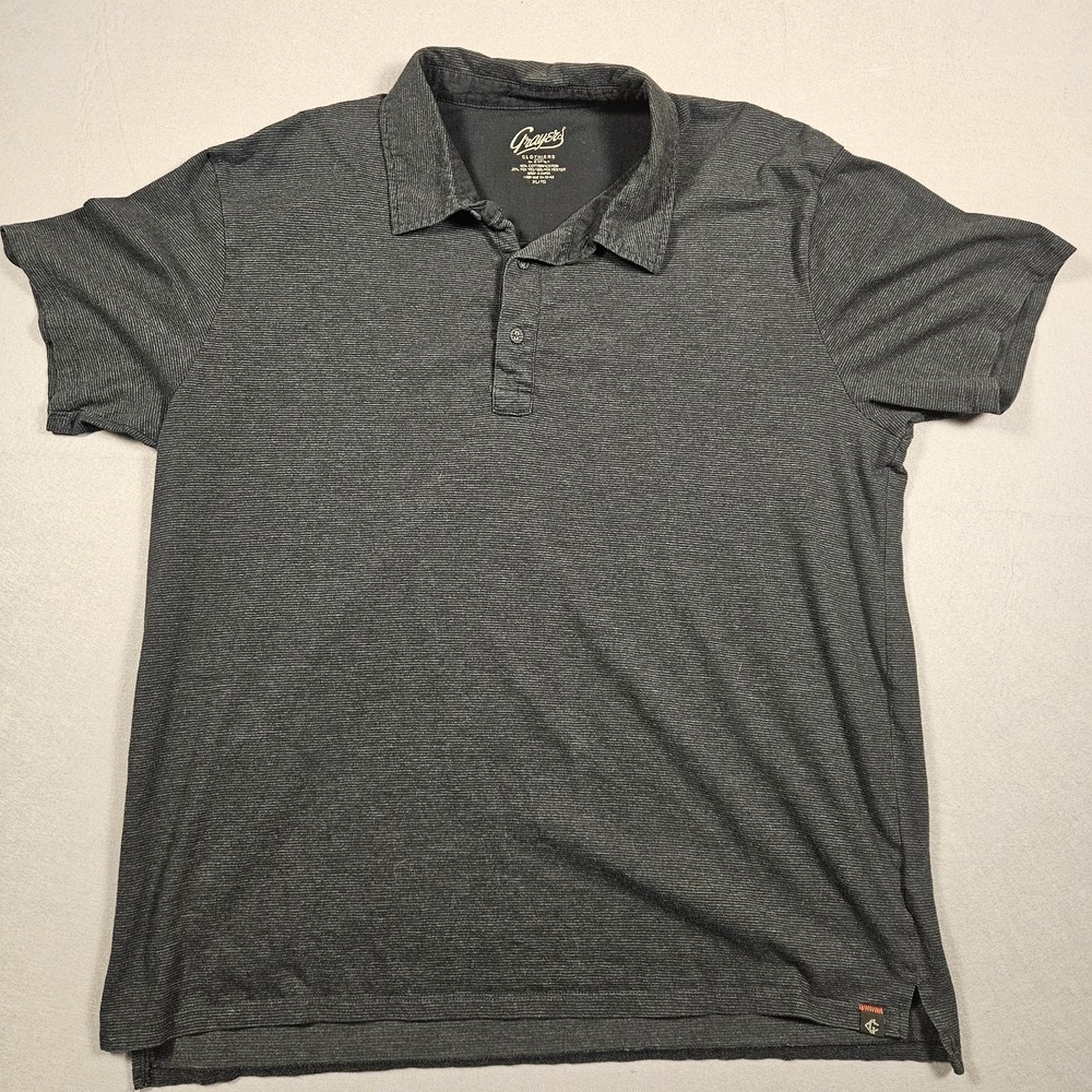 Grayers Polo Shirt Charcoal Gray Micro Stripe XL